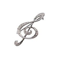 HY-B018-SILVER Брошь сувенирная "Скрипичный ключ", металл, Rin