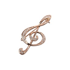 HY-B018-GOLD Брошь сувенирная "Скрипичный ключ", металл, Rin