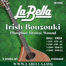 IB1244S Комплект струн для ирландского бузуки, фосф.бронза, 12-44, La Bella
